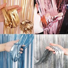 Party Decoration 1 Bag 1x2m Matte Gold Sliver Metallic Foil Fringe Shiny Rain Curtain Decor Wedding Pography Background Supplies