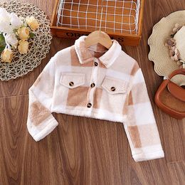 Girl's jacket 4-7 years white plaid flannel long sleeved short sleeved little girl Fahion casual style jacket 240118