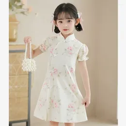 Ethnic Clothing Girls Cheongsam Dress Kids Chinese Year Dresses Floral Cotton Qipao Vintage Party Evening Costume