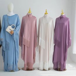 Casual Dresses Ramadan Muslim Robe One Piece Cinch Sleeve Long Dress Prayer Hijab Jilbab Women Hooded Abaya Niqab Islam Dubai Plain