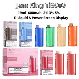 Disposable vape Jam King Ti8000 vapers tornado vape sigaretta elettronica puff vape 19ml 2% 3% 5% E-Juice Rechargeable Power Screen Display Battery pen vs vape tornado 9k