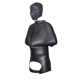 BDSM Rubber Body Suit Crotchless Pant Arm Bondage Set Dog Head Hood Men Sexy Costume Adult Game Alternative Sex Toys for Women 240118