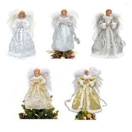 Christmas Decorations Angel Tree Topper Fairy Dolls Top Star LED Glowing Pendant Decoration Holiday Decor