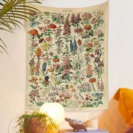 Tapestries Botanical Print Floral Tapestry Wall Hanging shroom Vintage Boho Wildflower Vegetable Colourful Home Decorvaiduryd