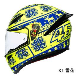 Full Face Open Agv Helmet k Motorcycle Racing Full Helmet Full Coverage Anti Fog Men and Women All Seasons Full Helmet Sports Car Helmet Motorcycle Running Helmet WR8A