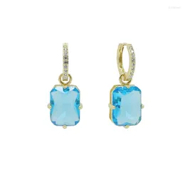 Dangle Earrings Sell Gold Colour For Women Big Square Zircon Earring Men Jewellery Circle Ear Ring Wholesale