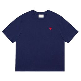 fashion men T shirt designer t shirts men women red letters love heart embroidery graphic tee casual loose simple solid Colour cotton Tee2024