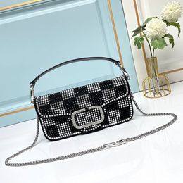 9A Chain Handbag Shoulder Underarm Bags Crystal Decoration With Detachable Handles Detachable Sliding Chains Palladium Platinum Colour Accessories crossbody bag