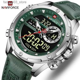 Other Watches New NAVIFORCE es Men Luxury Brand Military Sport Mens Wrist Chronograph Quartz Waterproof Leather Male Clock Q240118