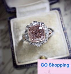 Classic Rose Gold Double Pink Moissanite Ring Factory Direct Sales European and American Hand Jewellery