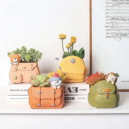 Cartoon Animal Flower Pot Resin Juicy Flower Pot Home Decoration Garden Decoration Desktop Decoration Bonsai Plant Pot 240118