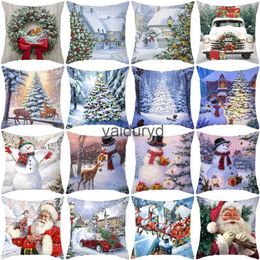 Pillow Case Plush Pillows Cushions 40/45/50/60cm Christmas Garland Sofa Cushion Covers Living Room Decorative case Tree Snowscape Covervaiduryd