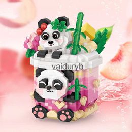 Blocks Cute Panda Mini Building Blocks DIY Animal Panda 3D Model Milk Tea Cup Ornaments Assembled Toys Holiday Giftsvaiduryb