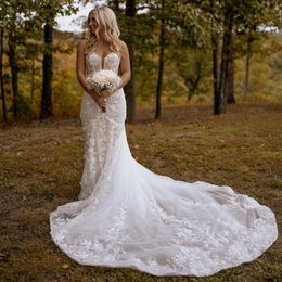 Mermaid Wedding Dress for Bride Sweetheart Neckline Illusion Appliqued Lace Bridal Gowns for Nigeria Black Women For Marriage Gorgeous Dresses Plus Size NW055