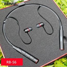 Headphones Original Remax RBS6 Neck Hanging wireless Bluetooth sports earphones bass stereo music headset support multipoint Connexion