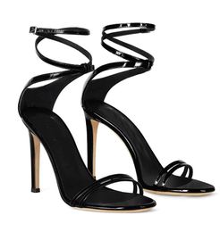 Luxury Summer Brand Women Catia Leather Sandals Shoes Cross Strappy Patent Leather Lady High Heels Party Dress Wedding Gladiator Sandalias EU35-43 With Box