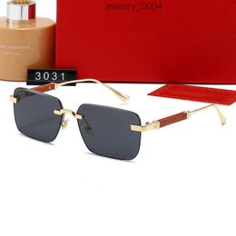 carti glasses man luxury Designer Sunglasses rimless caddis eyewear lunette Fashion Wooden Big Square Gold Frame UV400 Beach Show square sunglass With box RSPK