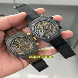 DIW Factory modify watch Timing function Movement cal.4130 Size 40MM Carbon fiber watch case Hollow dial Sapphire crystal glass waterproof