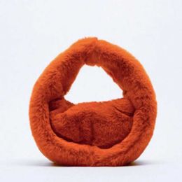 Designer Women Handbag New Plush Bag Orange Faux Fur Brushed Armpit 220923