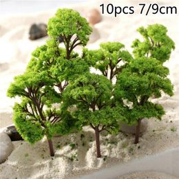 Decorative Flowers 10pcs Plastic Mini Model Trees Artificial Miniature Tree Scenery Railroad Decoration Building Landscape Accessories