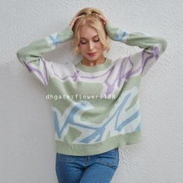 Frauen Pullover 2023 Heißer Verkauf Mode Kontrast Linien Pullover Casual OL Mode Pullover Frauen