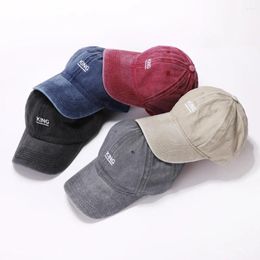 Ball Caps 5 Colors Embroidery "King" Wash Vintage Baseball Cap Versatile Soft Top Fashionable Sunscreen Hat For Men And Women