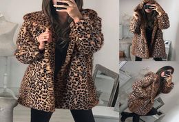 Leopard Teddy Coat Womens Ladies Winter Warm Faux Fur Coat Jacket Leopard Hooded Outerwear Chaquetas Mujer 2019G2 S202001063351498