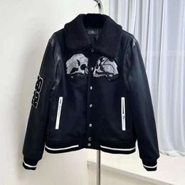 Embroidered Bone Print Pilot Casual Jacket designer Men's and Women's Baseball Jersey Winter Varsity jacket Letterman jacket Vintage Bomber CoatsHKPD