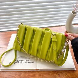 Evening Bags Pleated Handlebags For Women PU Leather Leisure Armpit Designer Shopping Bag Ladies Niche Stylish Shoulder