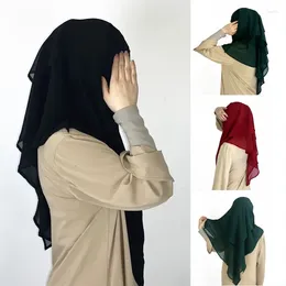 Ethnic Clothing Muslim Chiffon Niqab Scarf Islamic Khimar Women Arab Multi-Layer Gauze Shawl Hijab