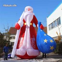 wholesale 6m 19.7ft high Outdoor Christmas Decorations Giant Inflatable Santa Claus 3m/6m Height Xmas Character Blow Up Saint Nicholas With A Gift Bag For Park