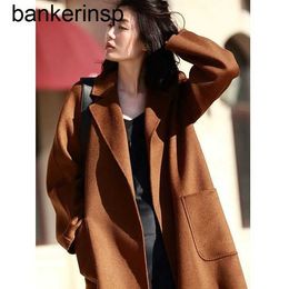 Double Cashmere Maxmaras High-end Top Quality Autumn and Winter High end Water Pattern Women's Long Bathrobe Woollen