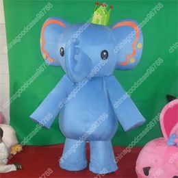 Performance Blue Elephant Mascot Costume Halloween Fancy Party Dress Cartoon Character Outfit Suit Carnival Adults Size Birthday Outdoor Outfit