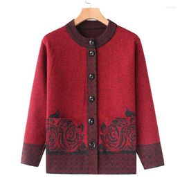 Women's Knits Middle Aged Mother Cardigan Coat Spring Autumn Loose Knit Sweater Grandma Clothes Long Sleeve Sweaters Jacket For Women