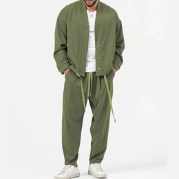 Fashion Men's Cardigan JacketsPants Sportwear Sets Men Solid Jogger Sport Suit Casual Tracksuit Male Sweat Suits 5 Colors S-3XL 240117