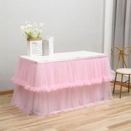 Table Skirt Sweet Accessories Tablecloths For Events Skirts Birthday Party Supplies Tulle Rectangular Wedding Centrepieces Children's