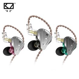 Headphones KZ ZSX Terminator Metal Headset 5BA+1DD Hybrid 12 drivers HIFI Bass Earbuds InEar Monitor Noise Cancelling Earphones