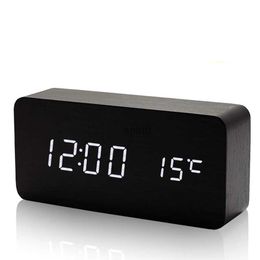 Desk Table Clocks Creative Wooden Digital Alarm Clock Digital Led Table Talking Wood Night Electronic Desk Clock Kids Light Clock Travel Alarm Z02 YQ240118