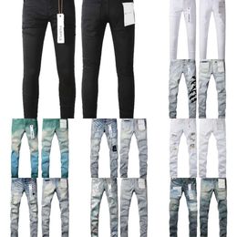 Mens Purple Brand Low Rise Skinny Men Jean White Quilted Destroy Vintage Stretch Cotton Jeans