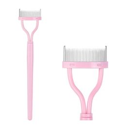 Eyelash Comb Eyelash Separator Mascara Applicator Eyelash Definer With Comb Cover Arc Designed Cosmetic Brushes Tool Black yellow pink