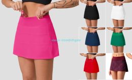 LU Yoga Pleated Tennis Skirt Women Gym Clothes Sports Shorts Female Running Fitness Dance Yoga Underwear Beach Biker Golf Skirts 58