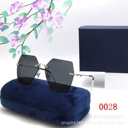 designer sunglasses for mens womens Fashion polygon rimless sunglasses all match dazzling anti-UV sunglasses 0028 cross-border foreign trade wholesale