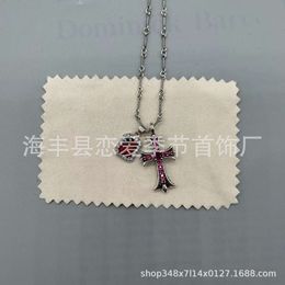2024 Designer Brand Cross Ch Necklace for Women Chromes Ancient Style Croquet Diamond Men Old Bamboo Chain Red Heart Classic Jewelry Pendant Neckchain O2rl