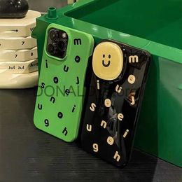 Cell Phone Cases Korean Green Black English Words Case for iPhone 15 14 13 Pro Max Plus Back Phone Cover for 12 Mini 11 Pro Max X XS XR Max 7 8 J240118