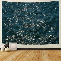 Tapestries Sparkling sea tapestry landscape wall hanging cloth bedroom decoration room outdoor picnic mat beach sheetsvaiduryd