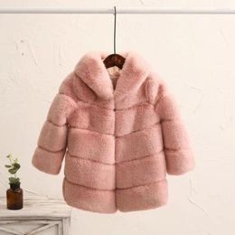 Jackets 12M-12T Winter Faux Fur Coat Thicker Warm Girls Imitation Rex Parka Kids Outerwear Hooded Overcoat Y13