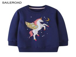 SAILEROAD Unicorn Gold Girls Sweatshirts Cotton Baby Girls Clothes for Fall New Children039s Clothing Kids Hoodies Sweatshirt 27600309