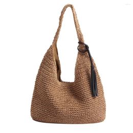 Duffel Bags Hand-woven Large Straw Shoulder Bag Boho Handle Tote Retro Summer Beach Rattan Handbag Shopper Pouch