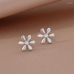 Stud Earrings 925 Sterling Silver Small Daisy For Women's 2024 Flower With A Premium Feel And Ear Holes