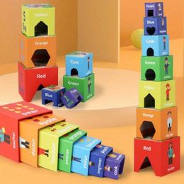 Nesting toys Children Wooden Sorting Stacking Toys Toddler 1-3 Cognitive Shape Matching Puzzle Educational Building Blocks Game for Kids 240118